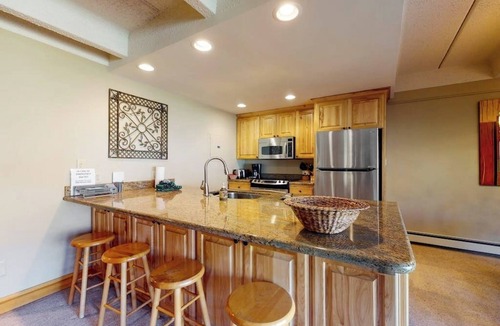 East Village at Copper Condo | Charming mountain condo w/Vail Pass views, gas fireplace, deck, & shared hot tub
