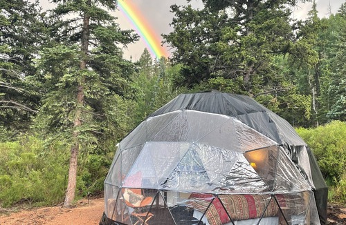 Lake George RV Rental | Gaze at the stars from your bed in a unique dome!