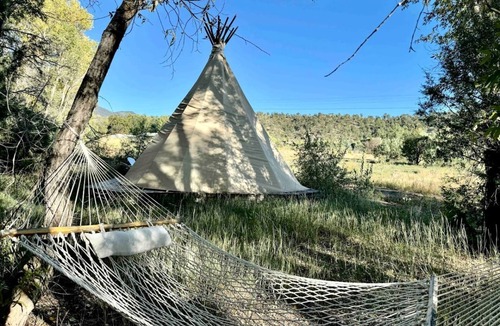 San Cristobal RV Rental | Peaceful Tipi Retreat on Organic Berry Farm near Taos, New Mexico