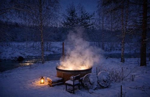 Aanekoski Ski Chalet | Riverside Cottage Äänekoski Sauna Hot Tub Northern Lights