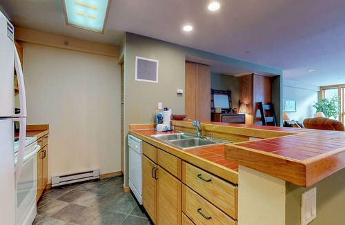 Mountain House Condo | Ski view condo with pool & hot tub, 2 fireplaces - walk to lifts