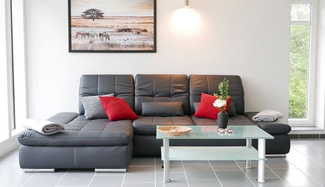 Luxurious semi-detached house "Richters Galerie" in the middle of the idyllic landscape of Angeln directly on the Schlei, offers a top modern, extensive equipment, as well as garden with terrace, for the perfect vacation with two people