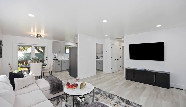 Sleek modern design meets peaceful retreat for a comfortable stay.