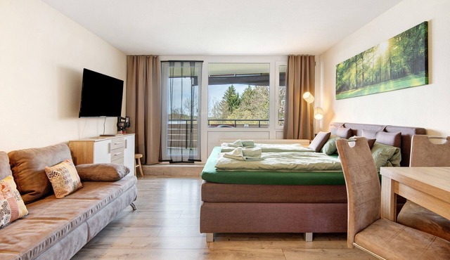 Studio Apartment 'Waldgenuss' with Shared Pool, Balcony and Wi-Fi