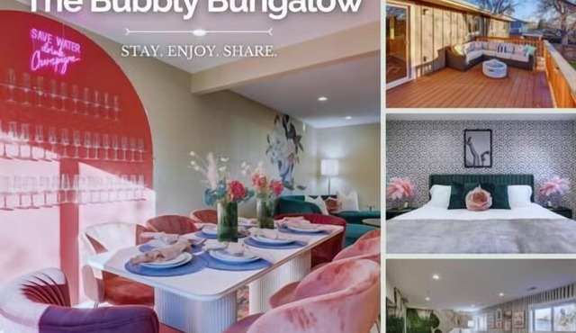 The Bubbly Bungalow | Photo Booth + Champagne Glass Wall