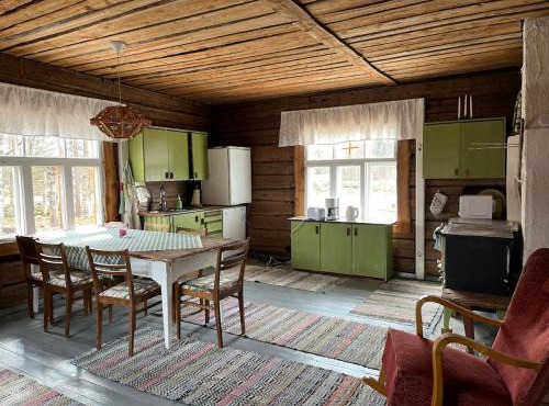 Vintage atmospheric log house